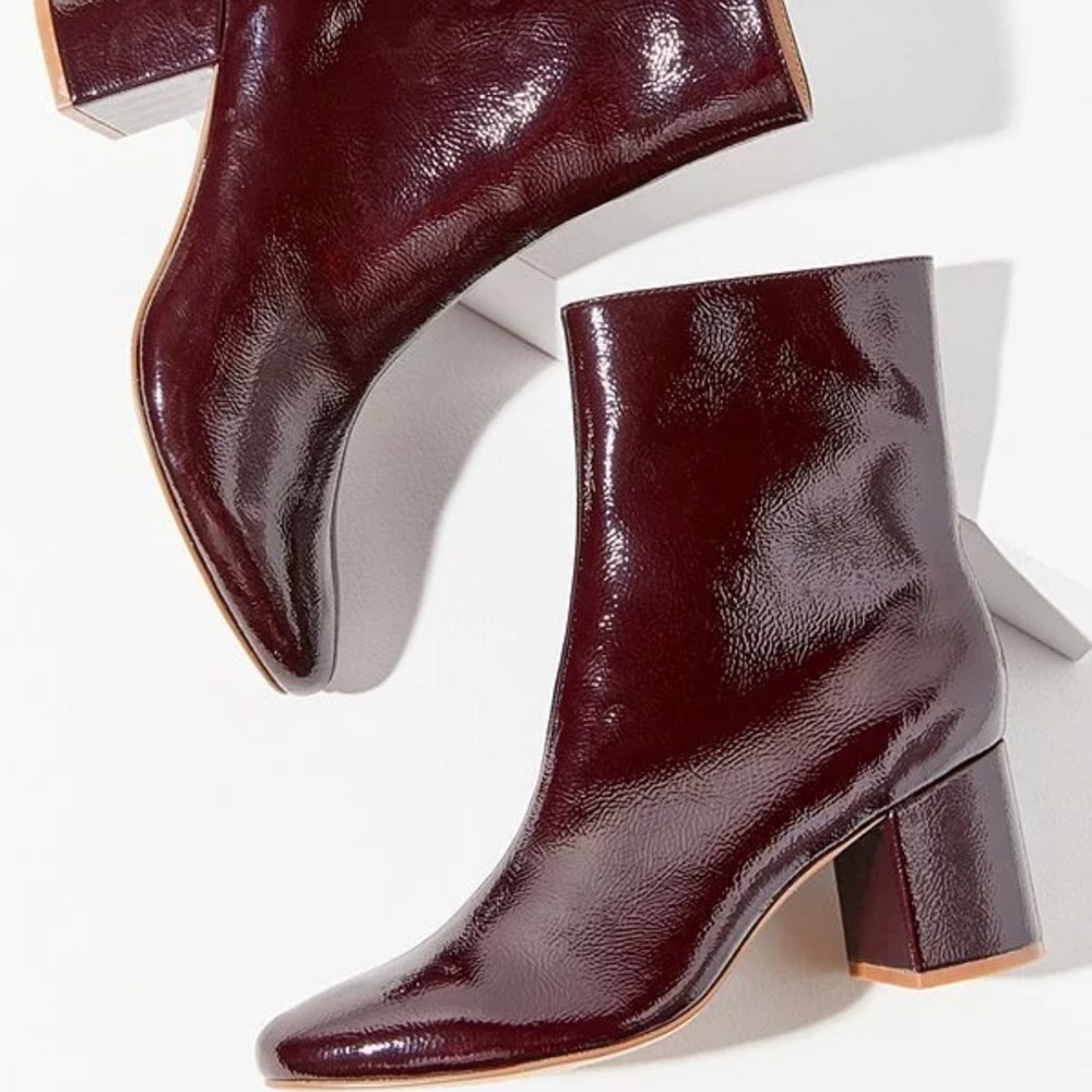 UO Alana Burgundy Faux Leather Boot